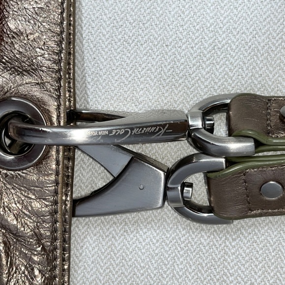 Kenneth Cole XL tote bag in burnished gold leather, w. brushed nickel hardware - Picture 10 of 16